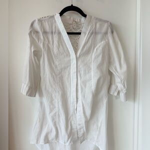 RAGA White V-Neck Swim Coverup with 3/4 Sleeves